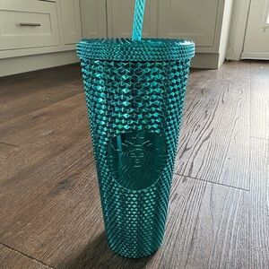 NEW Starbucks Summer 2023 Blue Chrome Teal Studded 24oz Venti Cold Cup Tumbler